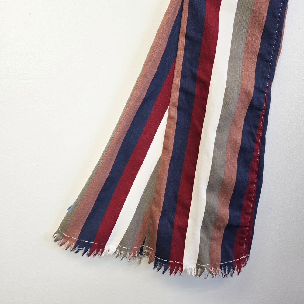 Saints & Hearts Striped High Rise Extreme Flare Bell Bottom Jeans Large L - Picture 6 of 9